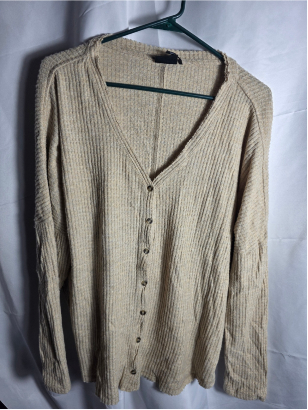 Women's Out From Under Urban Outfitters Beige Waffle Knit Cardigan Size L trendy